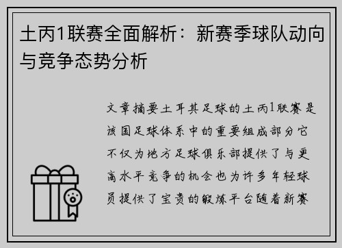 土丙1联赛全面解析：新赛季球队动向与竞争态势分析